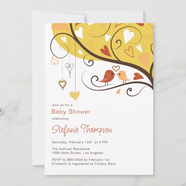 Colourful Fall Lovebirds Baby Shower Invitation (Front)