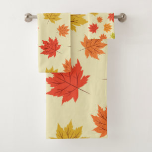 Colourful Fall Maple Leaves Pattern  Bath Towel Set