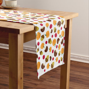 Colourful Fall Pumpkin Berries Pattern Short Table Runner