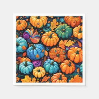Colourful Fall Pumpkin Garden Tote Bag Napkin