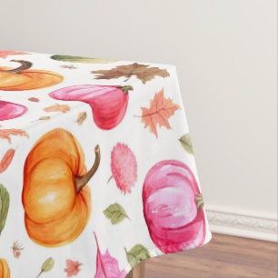 Colourful Fall Pumpkins Elegant Tablecloth