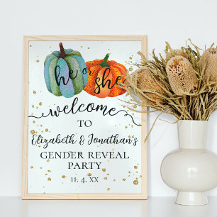 Colourful Fall Pumpkins Gender Reveal Welcome Sign