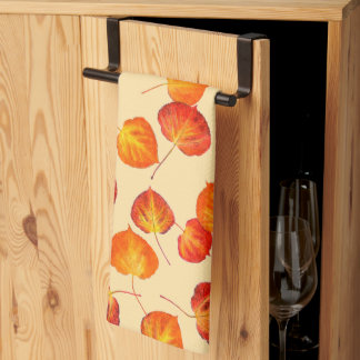 Colourful Fall Quaking Aspen Leaves Tea Towel