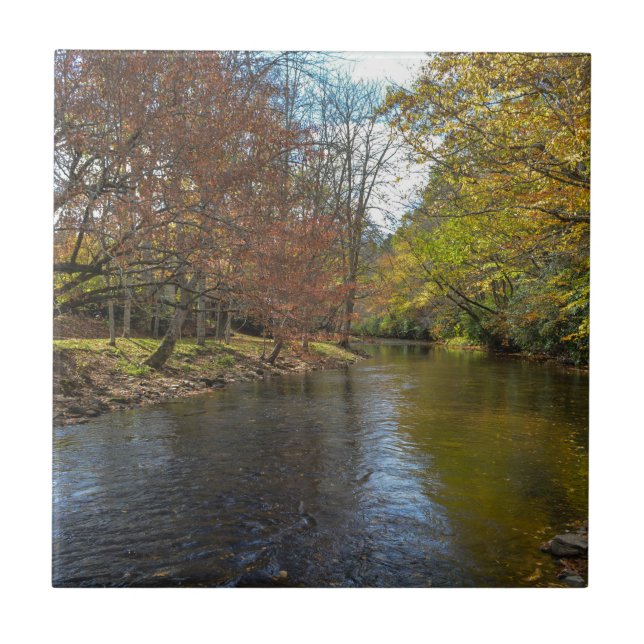 Colourful Fall Reflections on Autumn Stream Nature Ceramic Tile (Front)