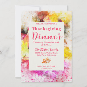 Colourful Fall Thanksgiving Dinner Invitation