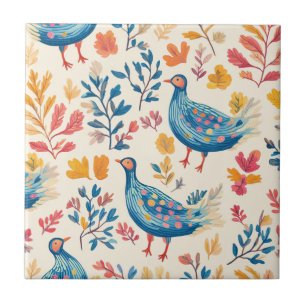 Colourful Fall Turkey with Warm Tones Ceramic Tile
