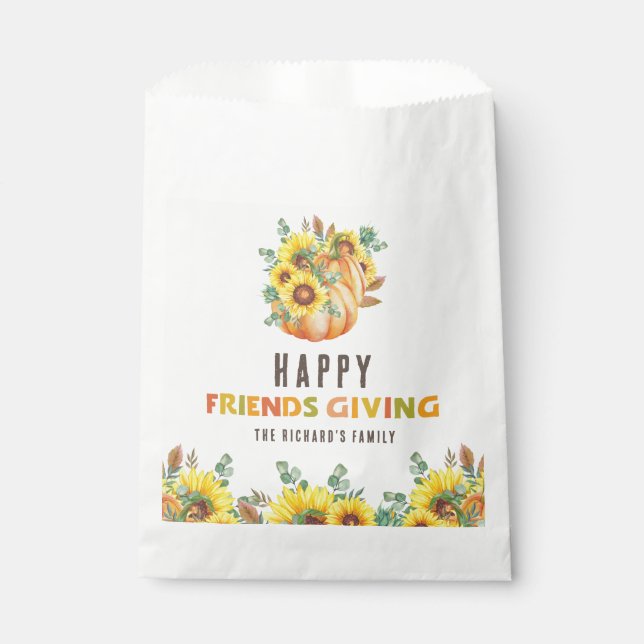 Colourful Fall Vibe Thanksgiving Dinner Party Favour Bag (Front)