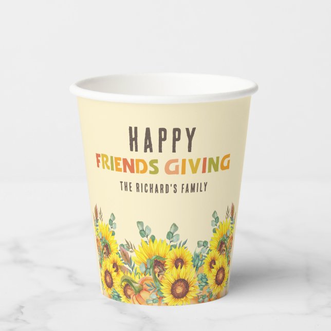 Colourful Fall Vibe Thanksgiving Dinner Party Paper Cups (Front)