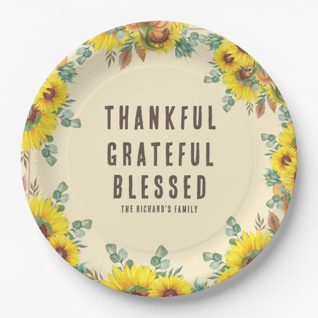 Colourful Fall Vibe Thanksgiving Dinner Party Paper Plate (Front)