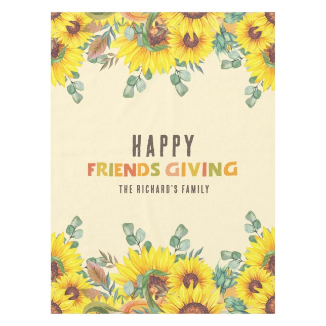 Colourful Fall Vibe Thanksgiving Dinner Party Tablecloth (Front)