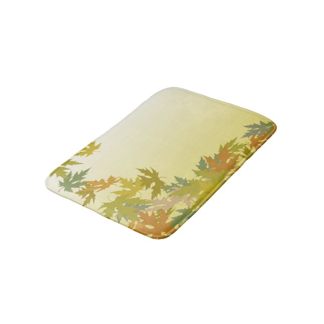 Colourful Falling Autumn Leaves Bath Mat (Angled)