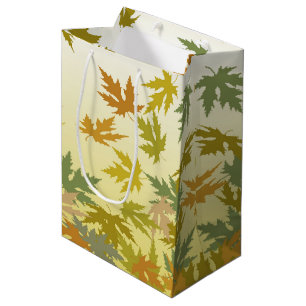 Colourful Falling Autumn Leaves Medium Gift Bag
