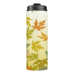 Colourful Falling Autumn Leaves Thermal Tumbler