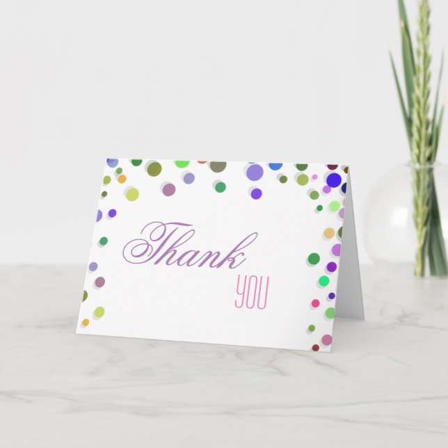 Colourful Falling Sparkles Polka Dots Thank You (Front)