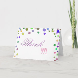 Colourful Falling Sparkles Polka Dots Thank You Card
