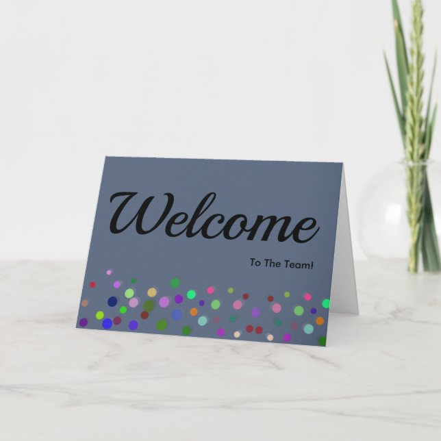 Colourful Falling Sparkles Polka Dots Welcome Card (Front)