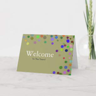 Colourful Falling Sparkles Polka Dots Welcome Card