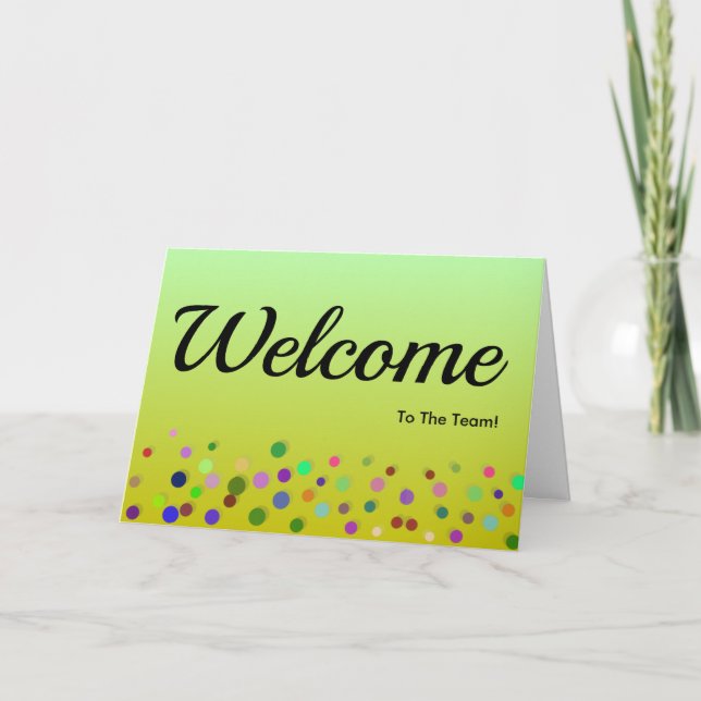 Colourful Falling Sparkles Polka Dots Welcome Card (Front)