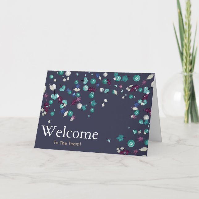 Colourful Falling Sparkles Polka Dots Welcome Card (Front)