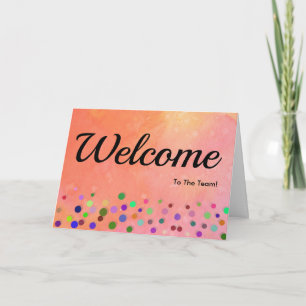 Colourful Falling Sparkles Polka Dots Welcome Card