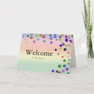 Colourful Falling Sparkles Polka Dots Welcome Card