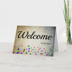 Colourful Falling Sparkles Polka Dots Welcome Card