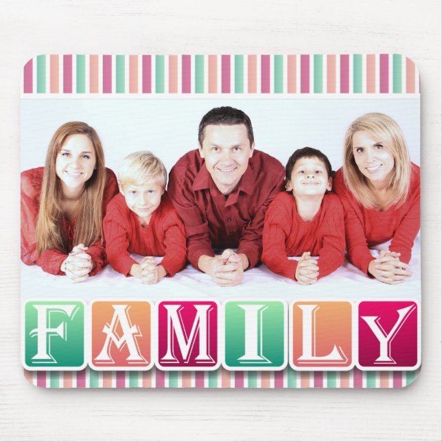 Colourful Family Blocks Custom Family Portrait Mouse Pad (Front)