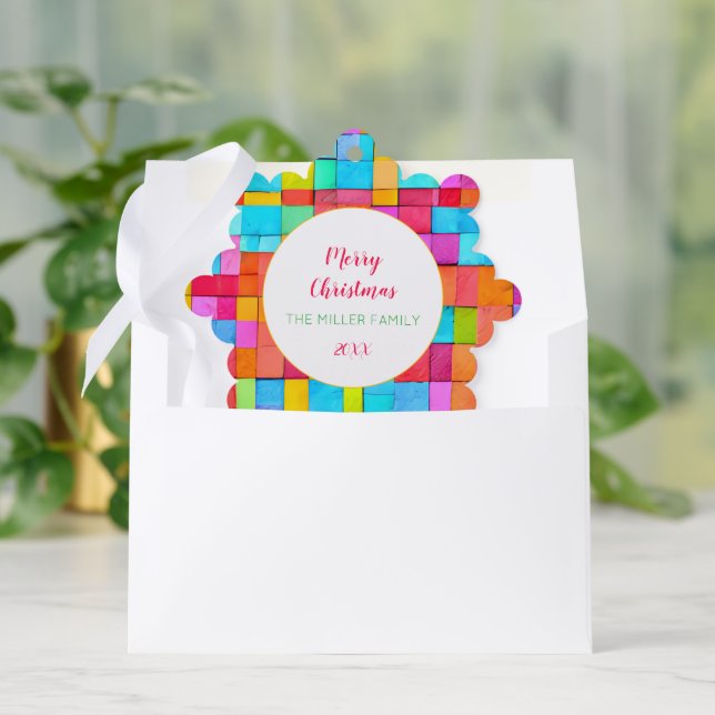 Colourful Family Merry Christmas Ornament  (Envelope)