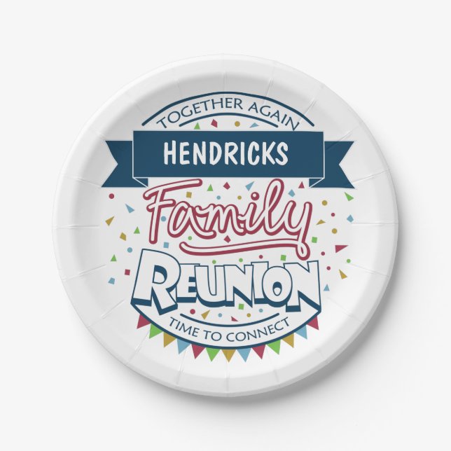 Colourful family reunion design paper plate (Front)