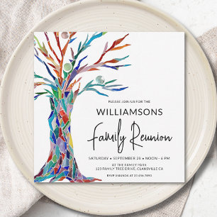 Colourful Family Tree Family Reunion  Invitation
