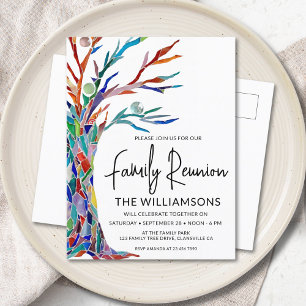  Colourful Family Tree Family Reunion Invitation Postcard