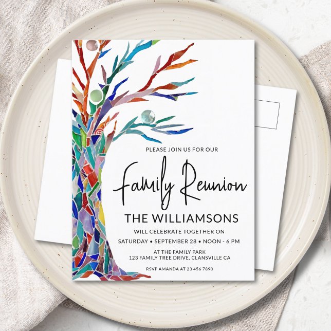  Colourful Family Tree Family Reunion Invitation Postcard (Creator Uploaded)