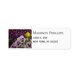 Colourful Fancy Pants Pansies Return Address Label