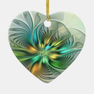 Colourful Fantasy Abstract Flower Fractal Art Ceramic Ornament