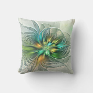 Colourful Fantasy Abstract Flower Fractal Art Cushion