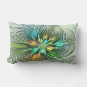 Colourful Fantasy Abstract Flower Fractal Art Lumbar Cushion