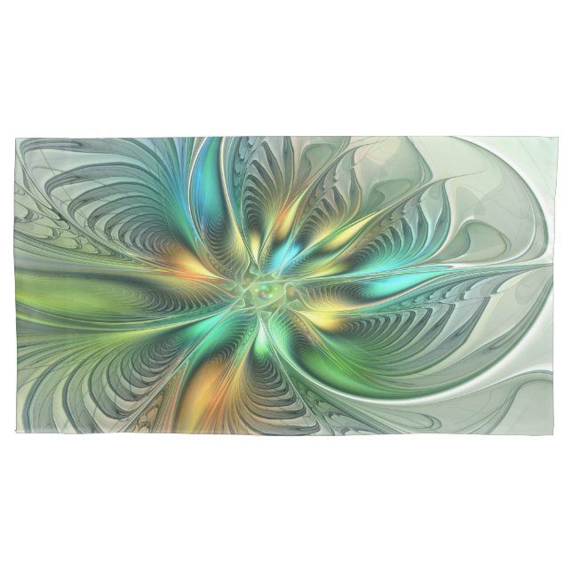 Colourful Fantasy Abstract Flower Fractal Art Pillowcase (Front)