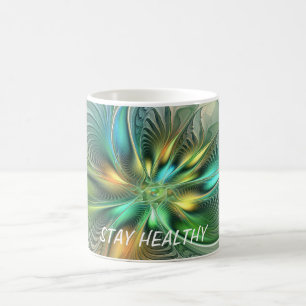 Colourful Fantasy Abstract Flower Fractal Art Text Coffee Mug