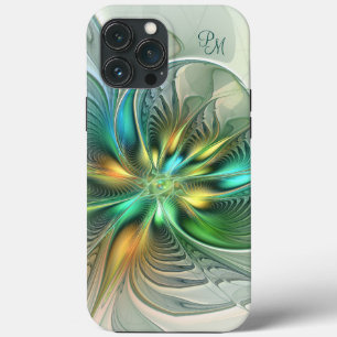 Colourful Fantasy Abstract Flower Fractal Initials iPhone 13 Pro Max Case