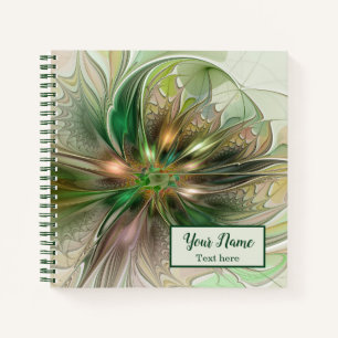 Colourful Fantasy Abstract Fractal Art Flower Name Notebook