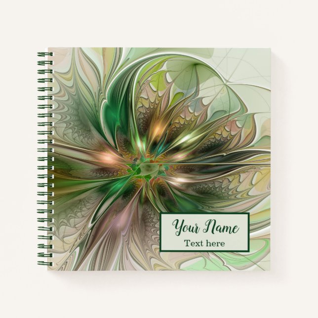 Colourful Fantasy Abstract Fractal Art Flower Name Notebook (Front)