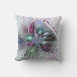 Colourful Fantasy Abstract Modern Art Flower Name Cushion