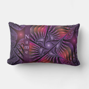 Colourful Fantasy Abstract Modern Art Purple Name Lumbar Cushion
