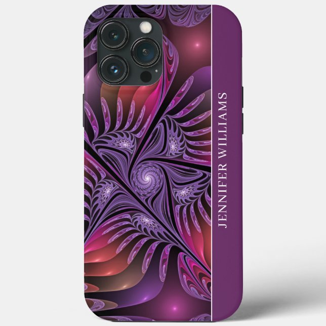 Colourful Fantasy Abstract Modern Fractal Art Name Case-Mate iPhone Case (Back)