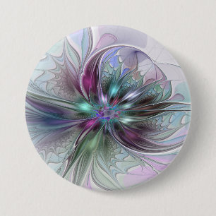Colourful Fantasy Abstract Modern Fractal Flower 7.5 Cm Round Badge