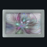 Colourful Fantasy Abstract Modern Fractal Flower Belt Buckle<br><div class="desc">Colourful and magical.
Design for your belt buckle and more.</div>