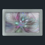 Colourful Fantasy Abstract Modern Fractal Flower Belt Buckle<br><div class="desc">Colourful and magical.
Design for your belt buckle and more.</div>