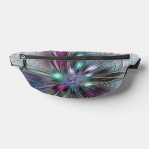 Colourful Fantasy Abstract Modern Fractal Flower Bum Bags