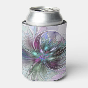Colourful Fantasy Abstract Modern Fractal Flower Can Cooler