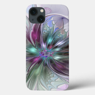 Colourful Fantasy Abstract Modern Fractal Flower iPhone 13 Case